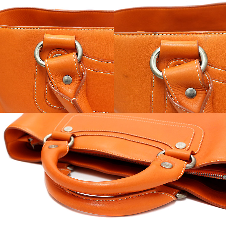 celine orange leather handbag boogie